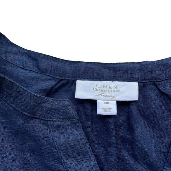Linen Charter Club navy blue blouse - Picture 3 of 3